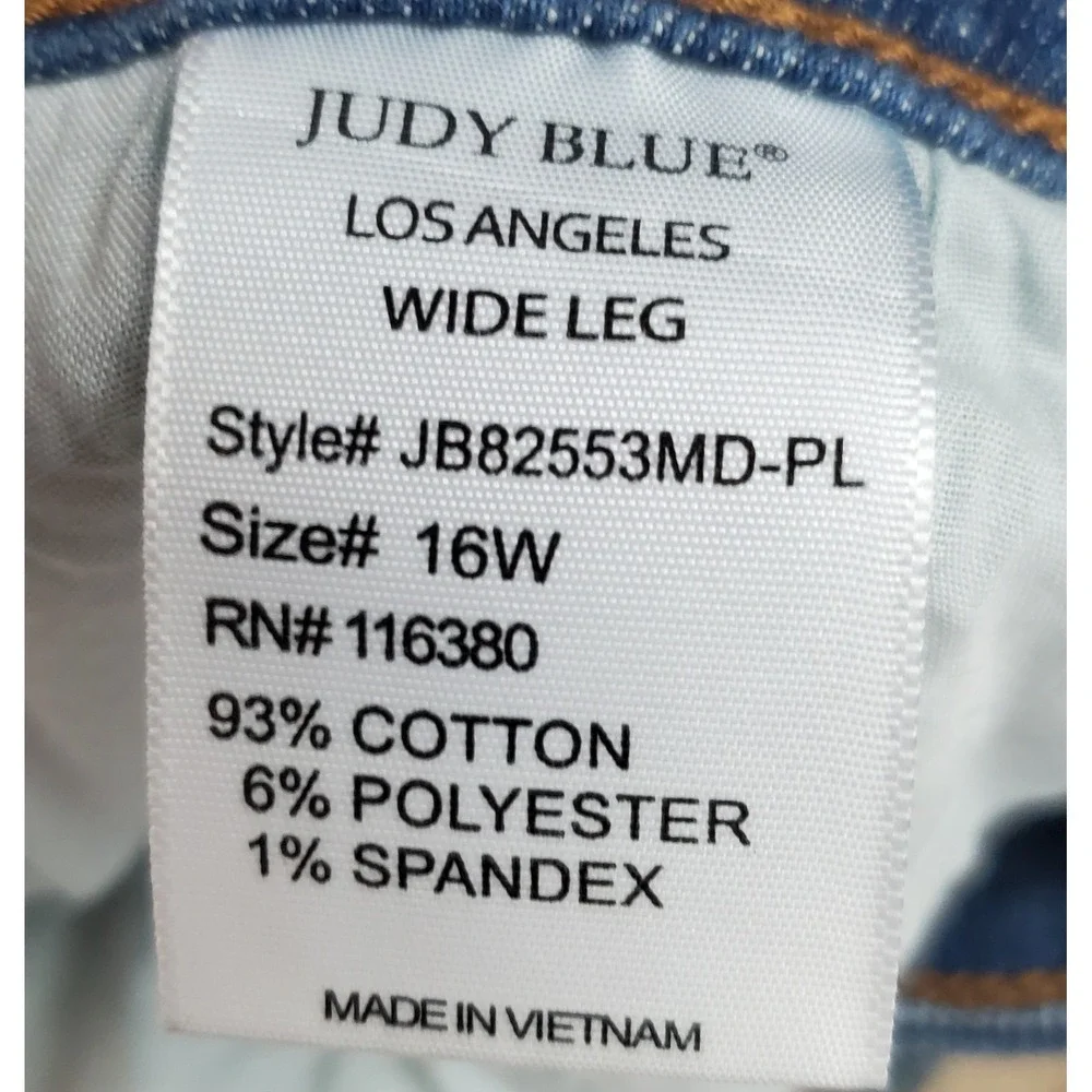 Judy Blue Jeans Womens Size 16W Blue Wide Leg Stretch Denim High Rise EUC - Picture 3 of 9